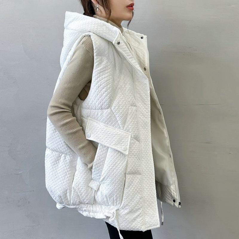 Autumn Winter Women's Vest Jacket Down Cotton Vest All-match Hooded Sleeveless Loose Female Waistcoat Outwear Tops