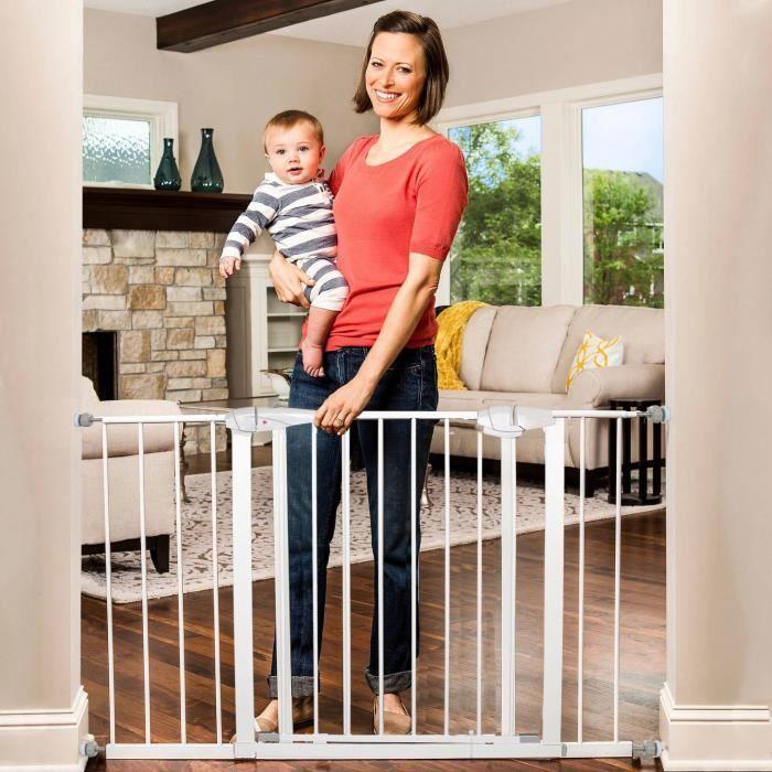 Barrière de Sécurité Bébé SPRINGOS - Portillon - Blanc - Largeur 76-99 cm