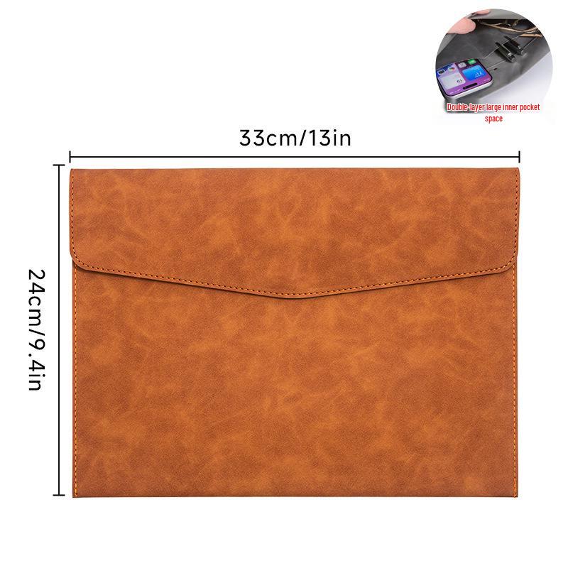 A4 Double Layer Leather Document Briefcase with Custom Logo