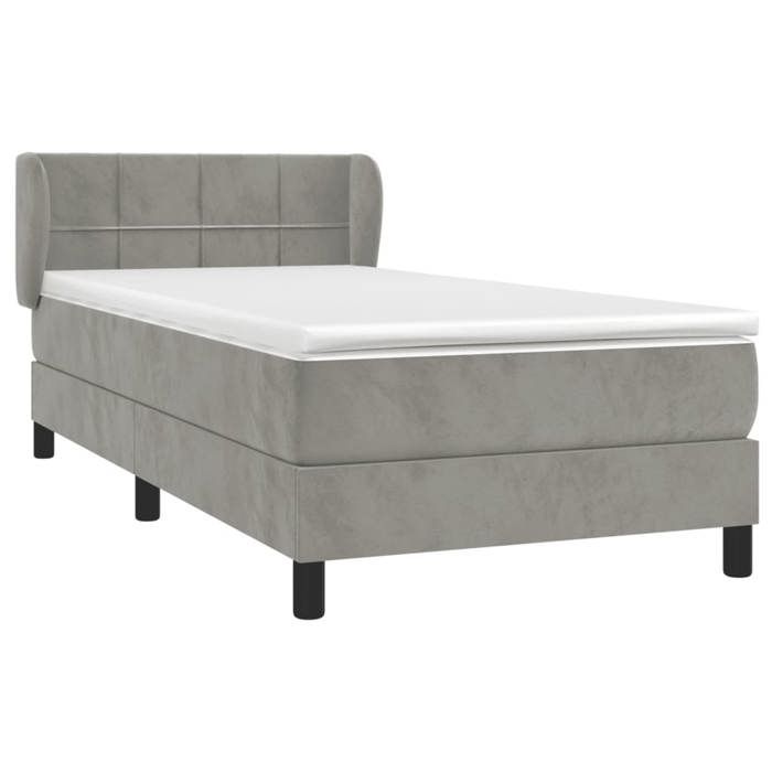 VidaXL Lit à sommier tapissier et matelas Gris clair 90x200 cm Velours - Modèle 3127469