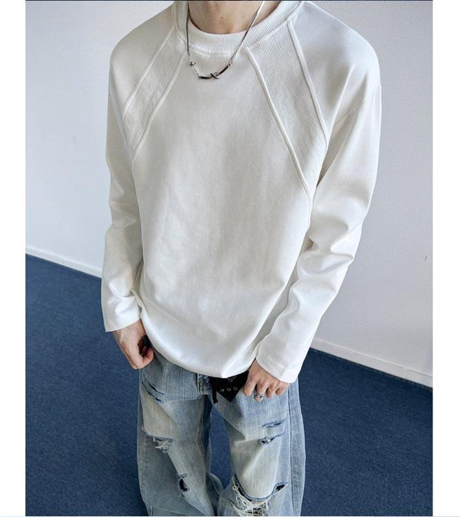 Unisex Patchwork Hoodie: Solid Color, Boxy Fit, Round Neck, Long Sleeve, Autumn/Winter Layer, American Style.