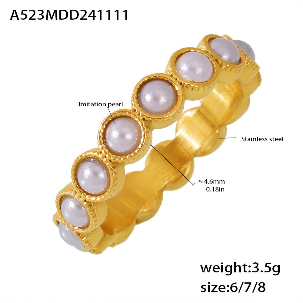 

Китайское ретро кольцо с гипсофилой и ракушечными бусинами: Роскошные, не тускнеющие украшения из титановой стали для женщин Size 8