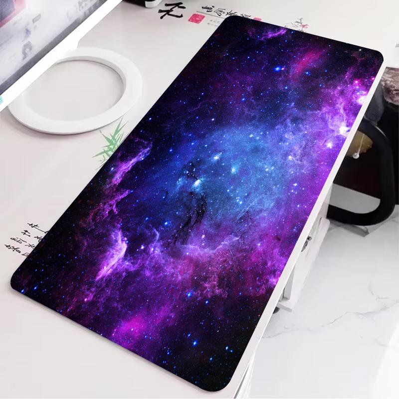 Purple Blue Galaxy Planet Large Gaming Mouse Pad Outer Space Nebula Starry Sky Nonslip Extended Keyboard Desk Mat