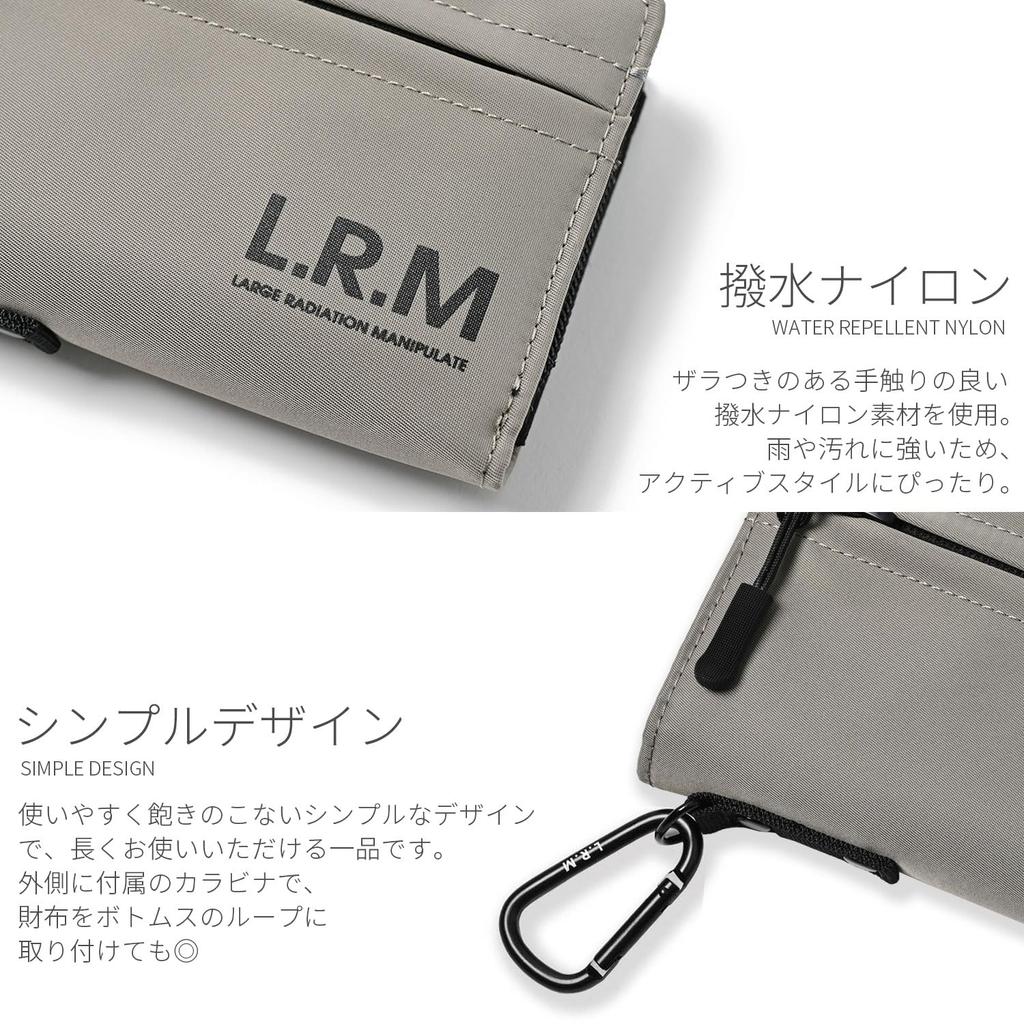 NARU Bifold Large Coin Card Mini Wallet for and and Cool Men's Wallet, Compact, Water-Repellent, Nylon, L-Shaped Zipper, Carabiner, Capacity, Thin,