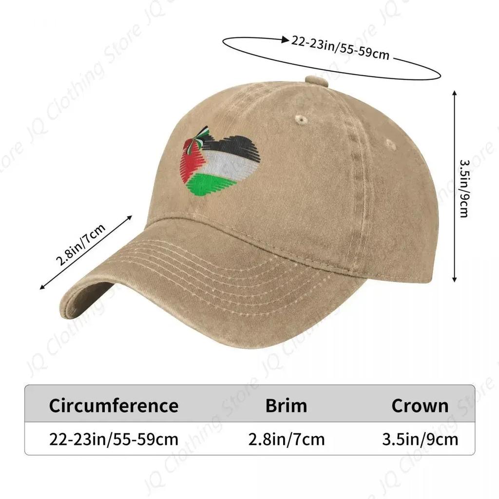 Flag Of Palestine Design Heart Baseball Cap Palestinian Unisex SunProof Trucker Dad Hat Summer Classic Kpop Rock Baseball Caps