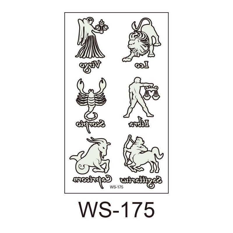 Elektrische Silbe, wasserdichter blauer, im Dunkeln leuchtender Tattoo-Aufkleber, kleiner frischer Regenbogen-Tattoo-Aufkleber, Party-Gesichtsaufkleber