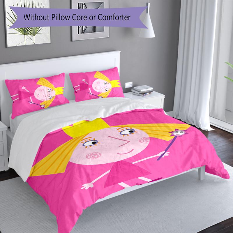 3pcs Ben and Holly's Little Kingdom Duvet Cover Set, Includes 1 Duvet Cover and 2 Pillowcases,Skin-Friendly&Comfortable Fabric,Suitable Bedding Sets