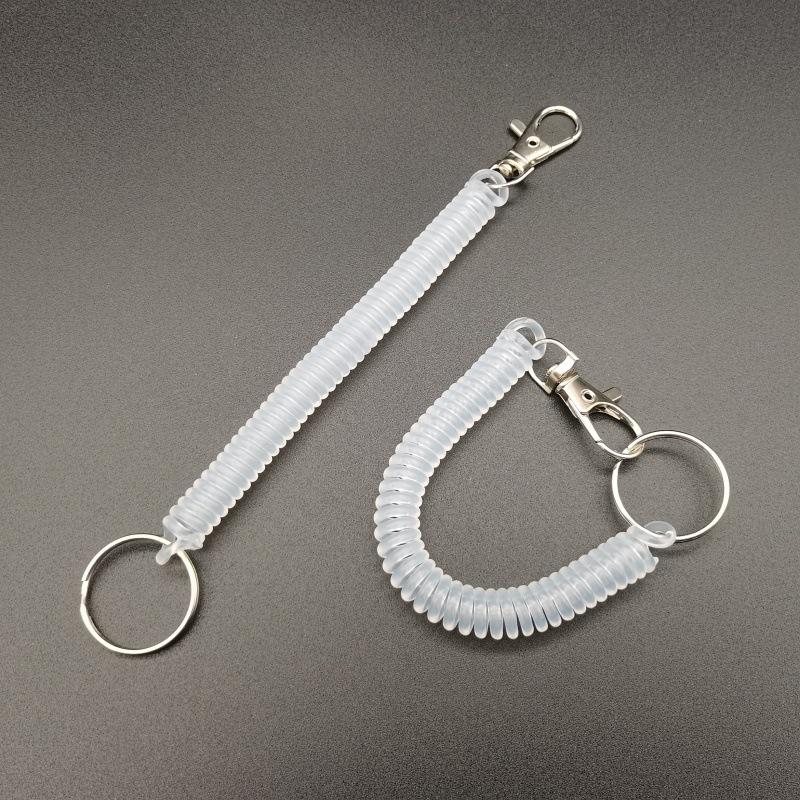 1 Set Transparent Card Holder with Spring Rope Keychain Student ID Bus Card Meal Campus Card Protective Cover