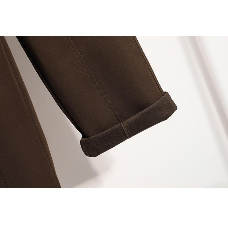 DIMANAF 2025 Autumn Winter Women Plus Size Pants Thick Flocking Casual Lady Long Pants Oversized Loose Clothing