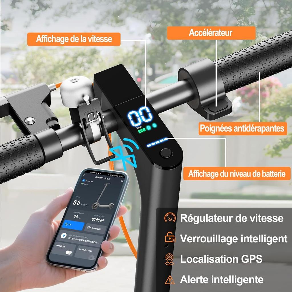 Electric Scooter Adult, 30-35km Range, 8.5" Ultra Light Foldable E Scooter,  350W Motor, 3 Speed Mode, TODIMART T3  for Adults and Teens,Smart App