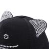 Cat Ear Baseball Cap Women's Summer Trendy Korean Street Style Casual Sunscreen Hip Hop Snapback in Black/White