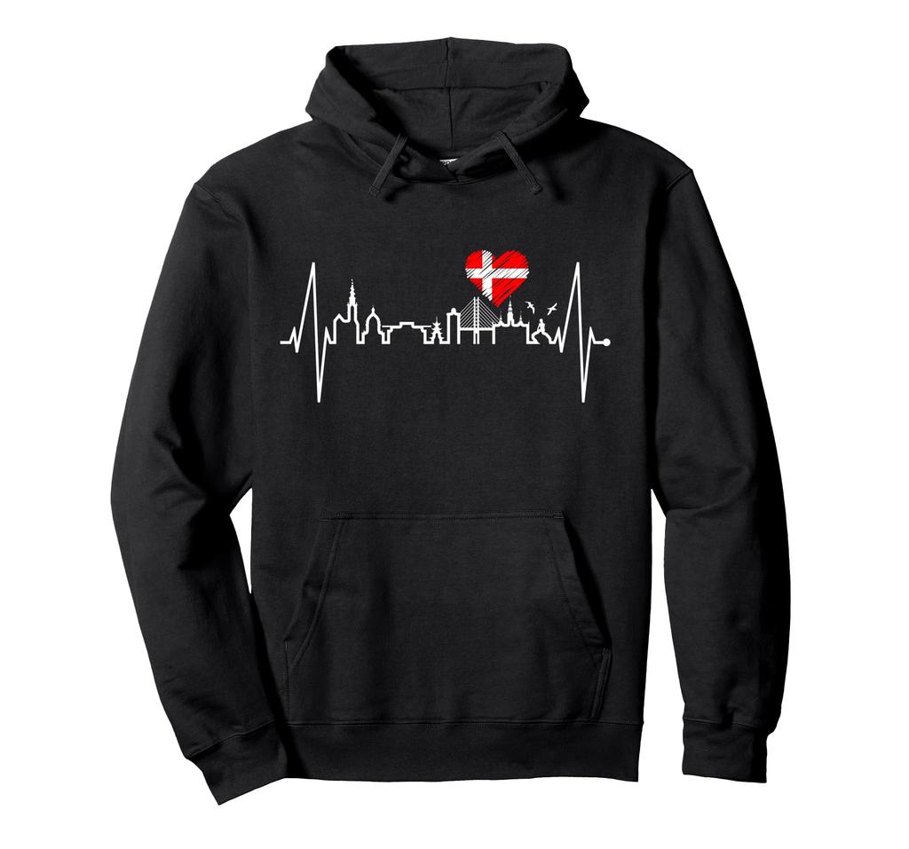 Copenhagen Skyline Heartbeat Denmark I Love Copenhagen Hoodie