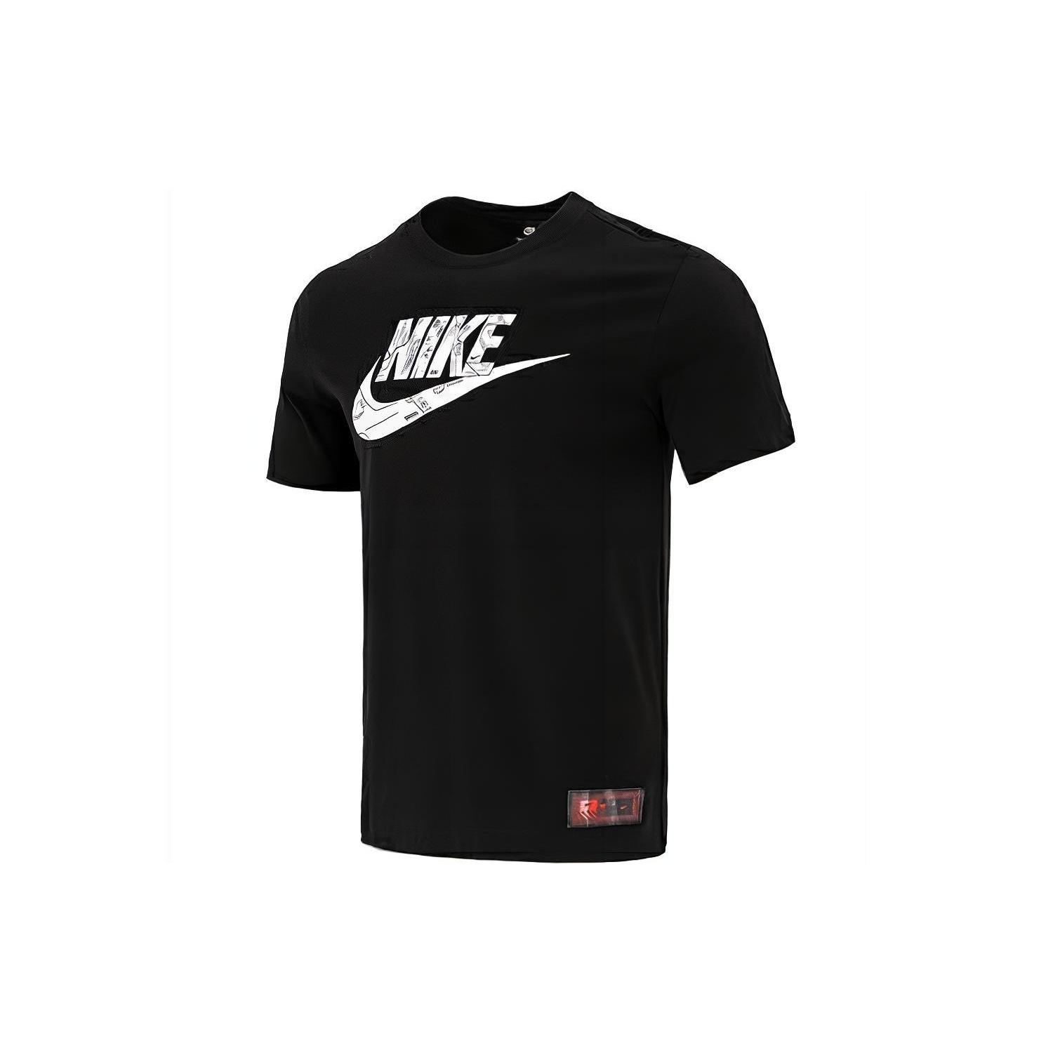 Men s Nike Logo Printing Sports Round Neck Short Sleeve Black T-Shirt DJ1396-010 M