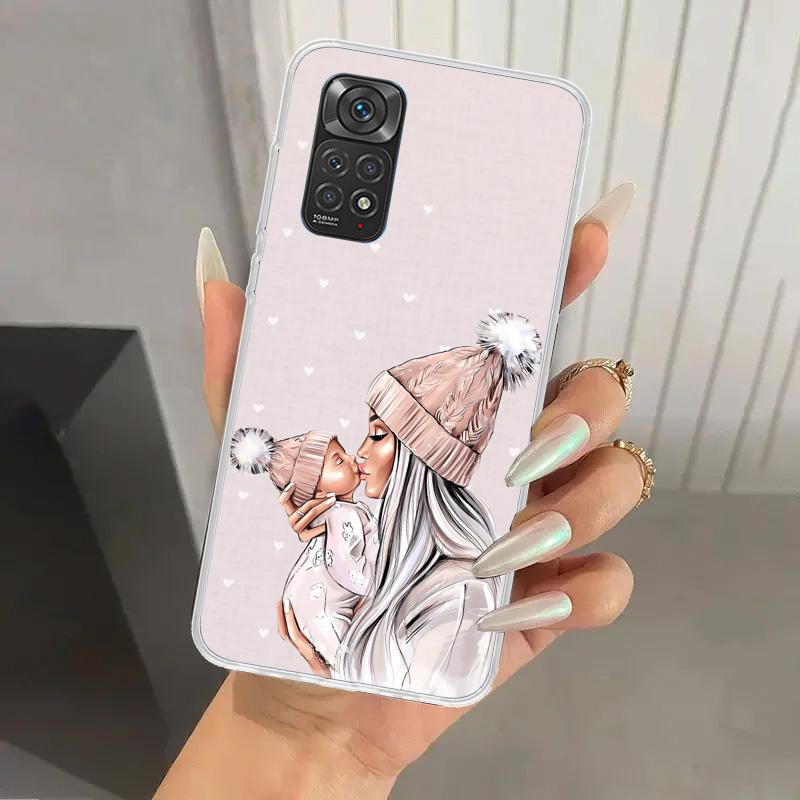 Mom Baby Girls Phone Case for Xiaomi Redmi Note Note 14 13 12S 12 11S 11 Pro Plus 11T 11E 10S 9 9S Soft Funda Print Shell Note 1