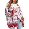 Women's Fashion Long Sleeve Christmas Print V-Neck Button Loose Cardigan Top