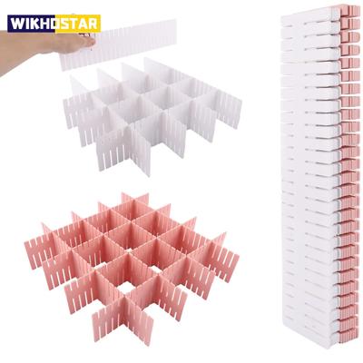 4 stuks/set Plastic Ladeverdelers Wit En Roze Ladeorganisatoren Rasterverdelers Gebruikt Om Ondergoed Sokken Cosmetica Serviesgoed Te Classificeren
