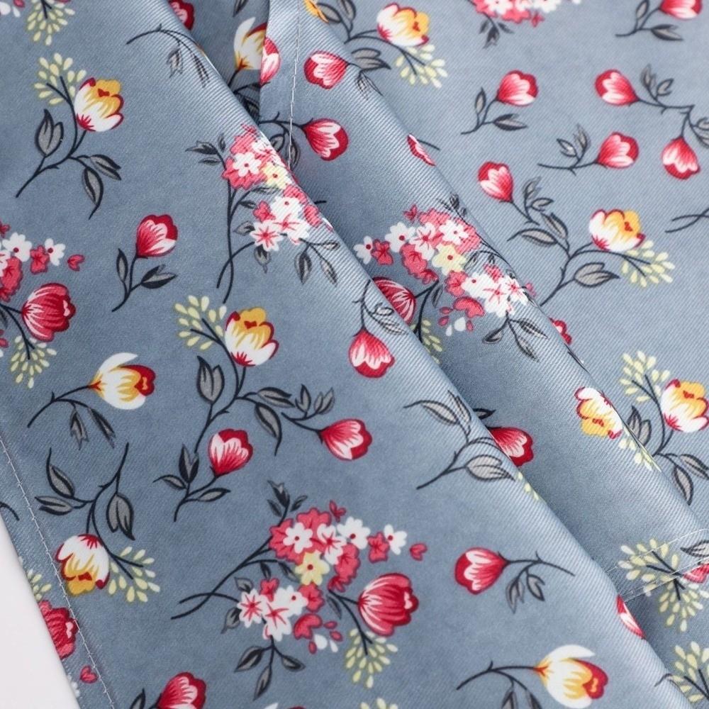 Stain Resistant Floral Printed Apron Adjustable Oil Resistant Waterproof Apron with Pockets Elegant Cooking Apron Kitchen