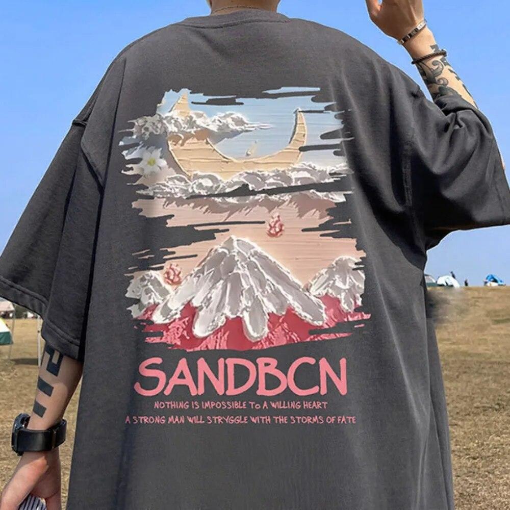 100% Baumwolle Schwergewicht Amerikanische Mode Grafikdruck Locker Kurzarm T-Shirt Oversized T-Shirt für Damen