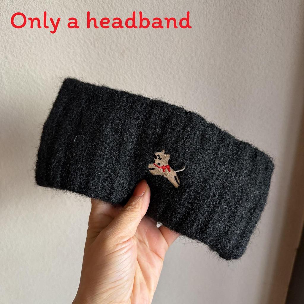 

Модная женская плюшевая повязка на голову с вышивкой в виде головы животного, зимний аксессуар для волос
