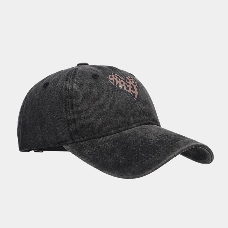 Leopard print love heat transfer baseball cap women's trendy retro fashion cap men's personalized sun hat