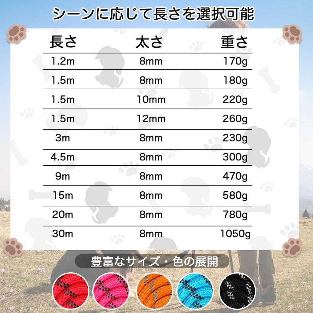 DANOFY Dog Lead Long Lead Dog Lead 30m Long Round Rope for Medium and Large Dogs Reflective Lightweight Durable Easy to Hold Sponge Handle with
