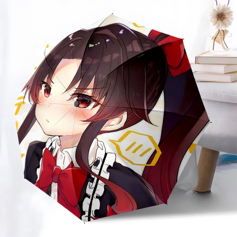 

1pc Honey Bell Automatic Opening Folding Umbrella with Red Bow - 8 Bone Iron Frame, Suitable for Fans, Travel, Daily Use, Gift for Festivals.P076
