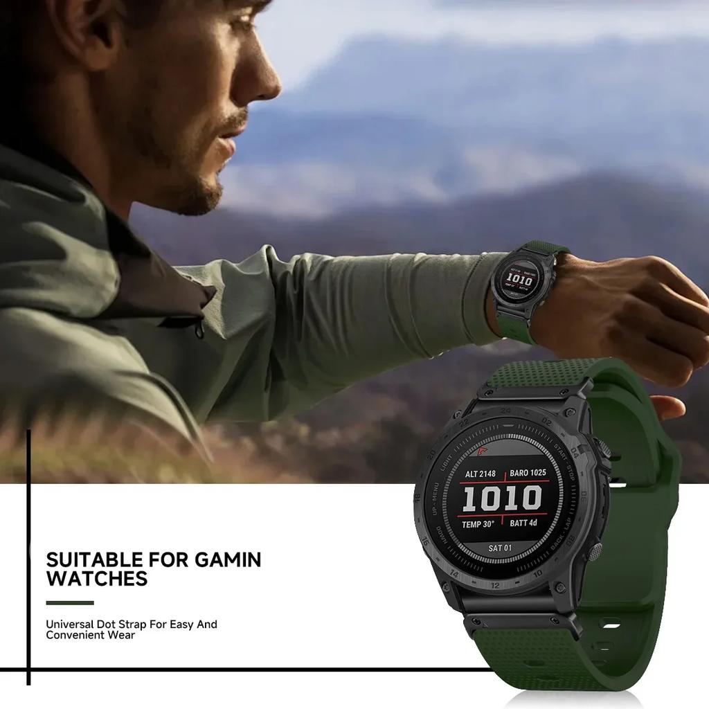 26 22mm Quick Fit Silicone Watch Strap For Garmin  Fenix 8/5/5X/5XPlus/6/6X Pro/7/7x/Forerunner945 925 Sports Band Metal Adapter