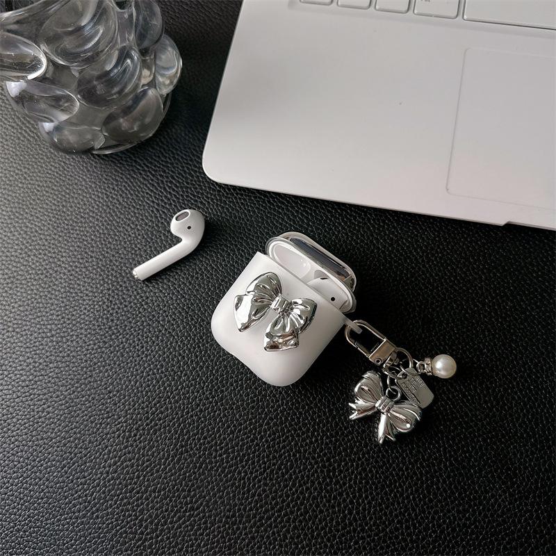 Electroplating Three-dimensional Bow AirPods Pro1 Protective Cover for 1st Generation and 3rd Generation Apple Bluetooth Headset Case for Women