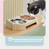 Dog Bowl Stand Anti-Slip Detachable Food Holder Station Dog Bowl Holding with Double Stainless Steel Dish for Home Living Room