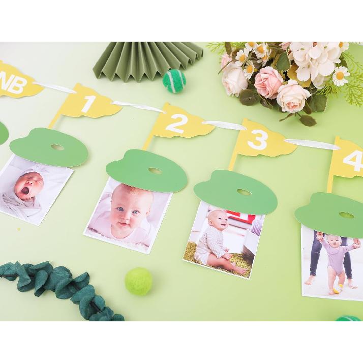 Golf 12 Monthly Photo Banner - Hole In One Milestone Banner, Newborn to 12 Months, Yellow
