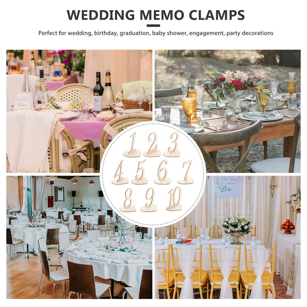 10Pcs Heart Base Wooden Table Numbers for Wedding Party Reception Catering Table Decorations Standing Number Signs