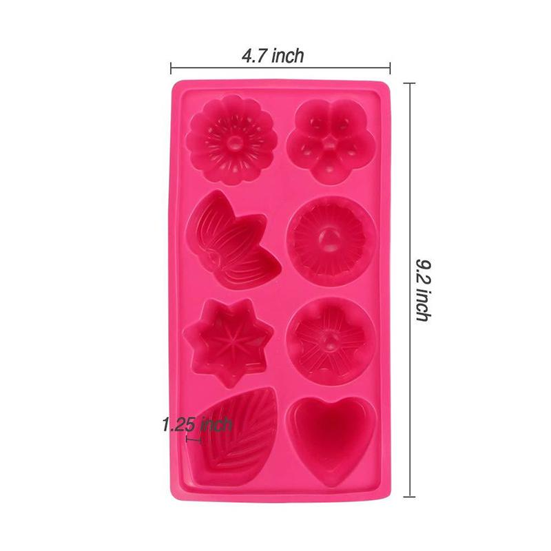 Jelly Mold 8 Compartments Silicone Fondant Flower Heart Pudding Cake Chocolate Mould Home Kitchen Reusable