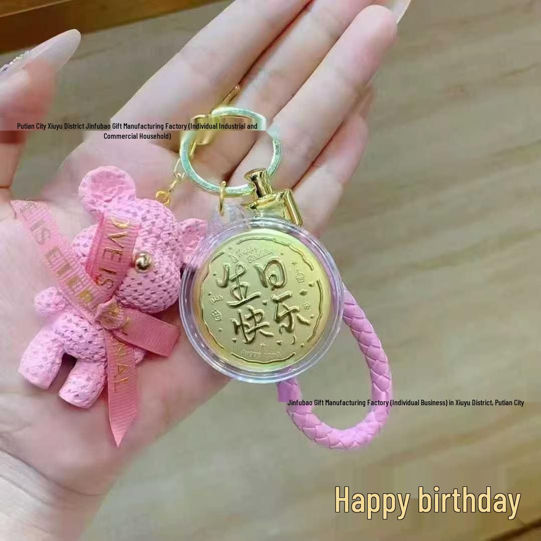 999 Pure Gold Resin Bear Keychain: Fashionable Woolen Bag Accessory & Cute Car Ring Pendant