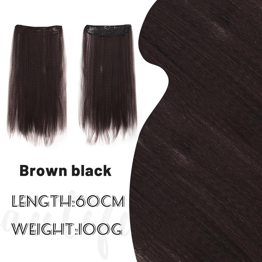 Synthetic Black Long Straight Clip Extension Hair 24 Inch Women's Wig 5 Clip High Temperature Wig