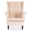 Evan 2 Lounge Chair With Footstool, Beige Velvet, Modern
