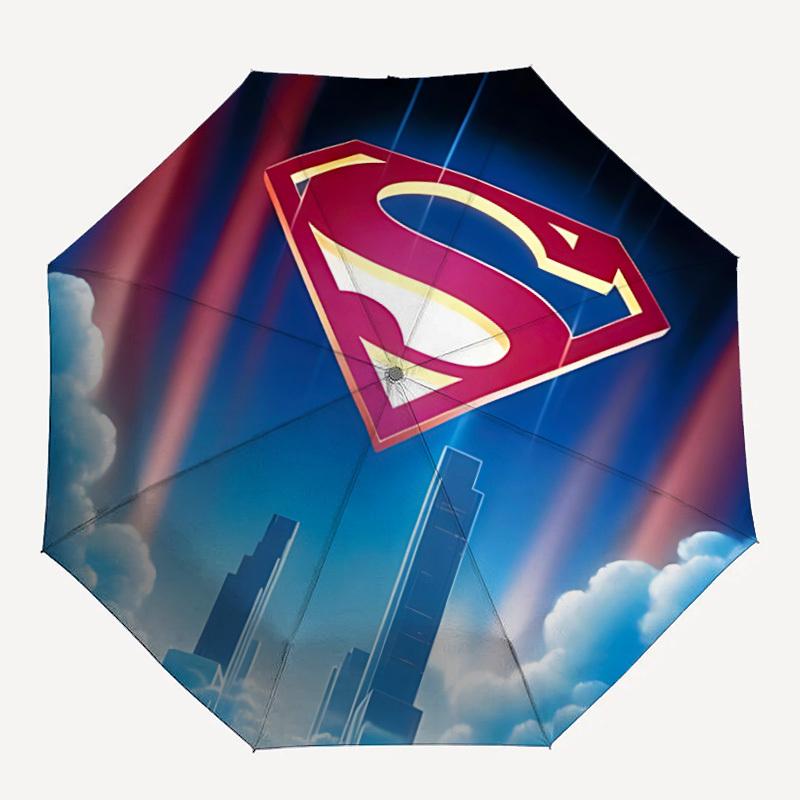 

1pc Superhero Skyline Automatic Folding Umbrella - Compact 8-Rib Design,Festive Gift for Friends & Family, Compact Umbrella 21091