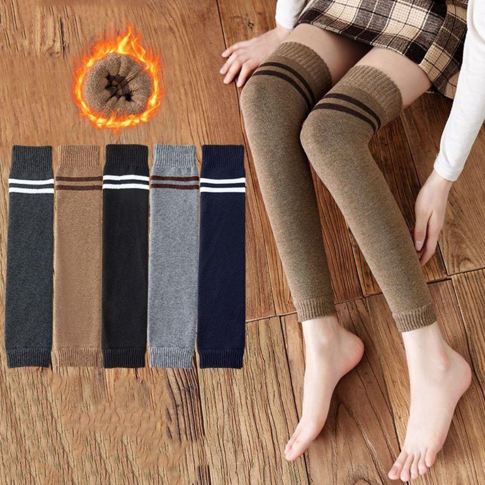 Warm Stripe Leg Socks Thicken Stockings Women Simple Foot Cover Girl