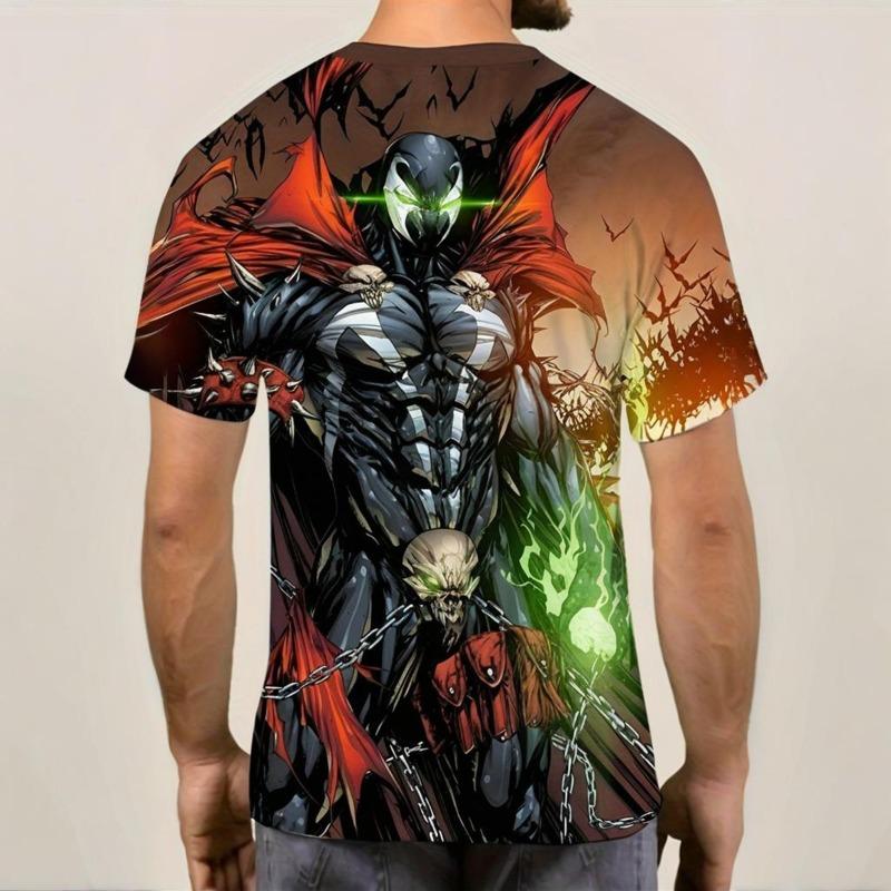 Men's 3D printed cartoon character T-shirt summer trend short sleeved eye-catching