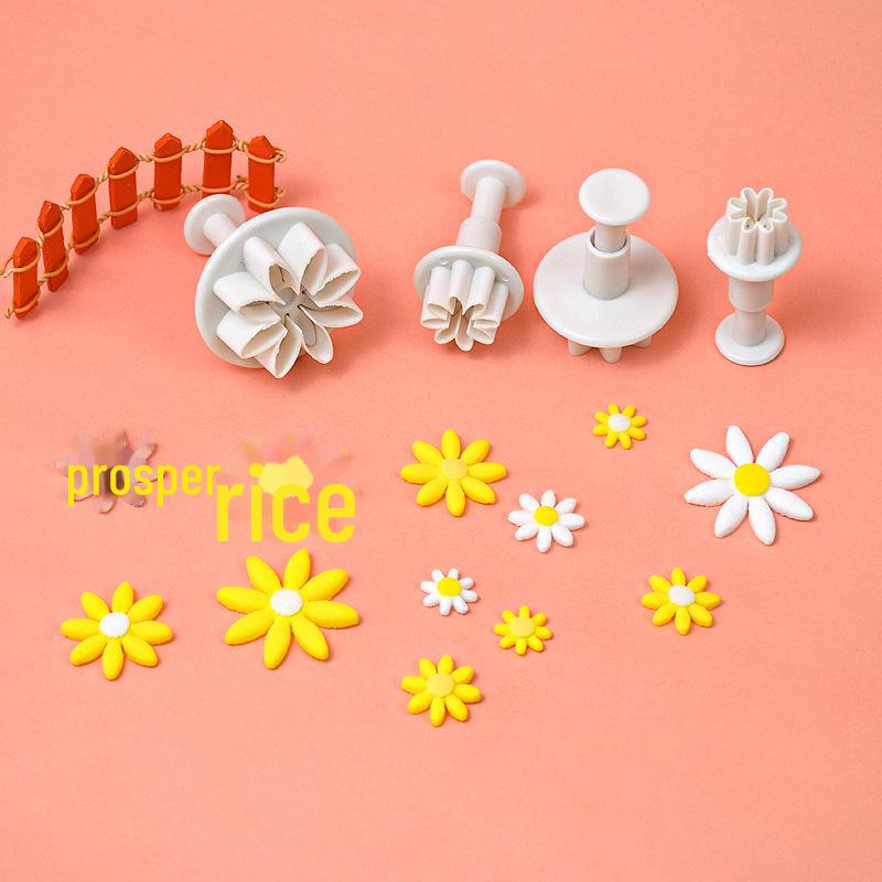 Chrysanthemum Spring Embossing Fondant & Biscuit Mold Set (4PCS) - DIY Baking Tools