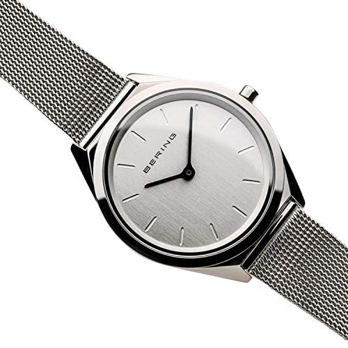 BERING Men's & Women's (Unisex) Analog Quartz Ultra Slim Collection Watch with Stainless Steel Strap & Sapphire Crystal Silver Mesh Band (Product Numb