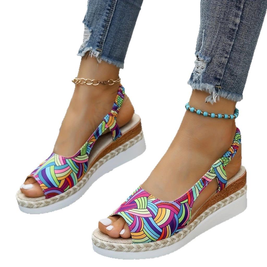 Fashion New Summer Elegant Round-toe Wedge Banquet High Heels for Women Fashion Comfortable Fish Mouth Thick Sole Sandals for Women