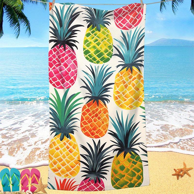 

Beach Towel Pineapple Pattern Sun Protection Windproof Suitable For Swimming Pool Camping Travel Blanket W30*H60(CM)