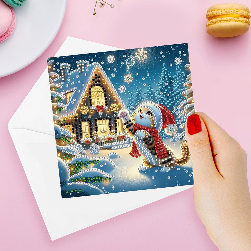 12PCS DIY Diamond Painting Greeting Card Set Xmas Designs Rhinestone Diamond Art Mosaic Postcards Congratulations Cards & Gifts