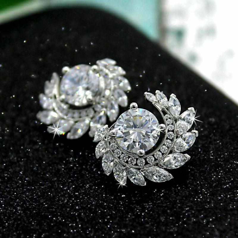 Huitan Gorgeous Women's Stud Earrings Full with Dazzling CZ Stone Sparkling Ear Piercing Earrings Party Jewelry