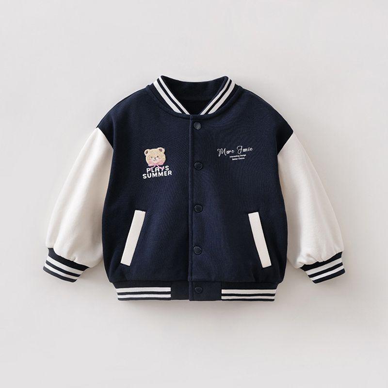 Mark Jenny Cute Bear Girls  Baseball Jacket Baby Jacket 2026 Spring New Style 560101 Navy blue 130