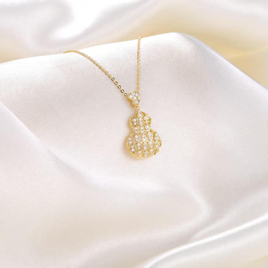 S925 Sterling Silver Zircon Gourd Pendant Necklace - Luxury, Versatile, and Elegant