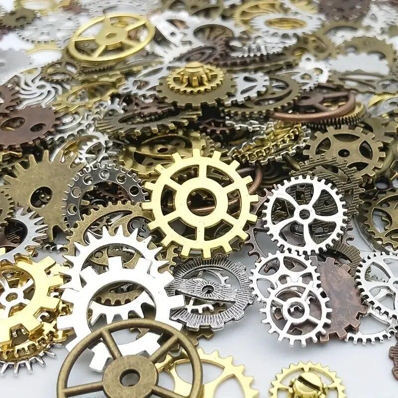 Ca. 50g Zufällige Farbmischung Zufällige Größen Metall Mechanisch Steampunk Zahnräder Zahnräder Anhänger Für DIY Schmuckherstellung Zubehör