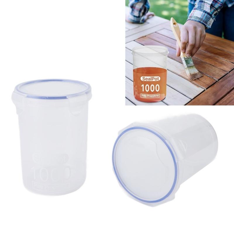 Paint Container Set 1000ml Airtight Transparent Paint Storage Cup With Mixing Ball Paint Brush For Repainting Leftover Paint