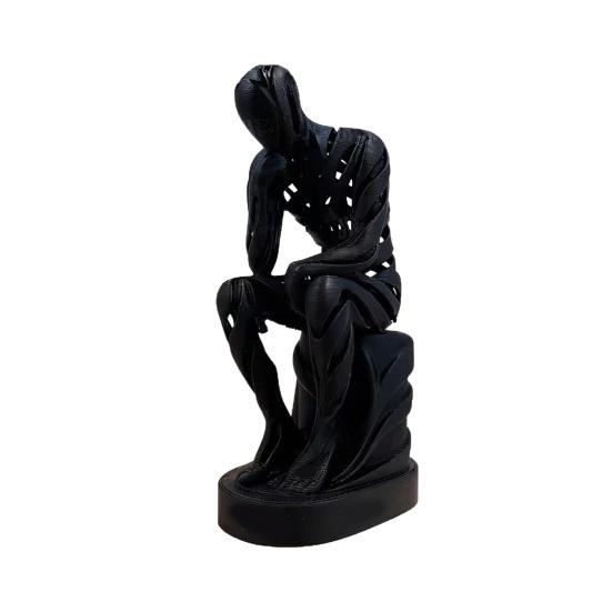 3D Printed Thinker Figurine Man Statue Hollow Thinking Abstract