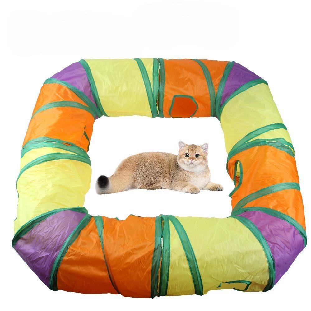 Pet Splicing Cat Tunnel Rainbow Cat L-channel Can Store Foldable Cat Diamond Bucket Toys